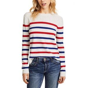 Velvet by Graham & Spencer Jorgie Striped Cashmere Sweater Small Blue Red Stripe